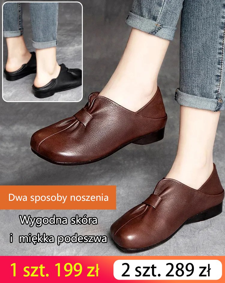 Skórzane buty na niskim obcasie z miękką podeszwą