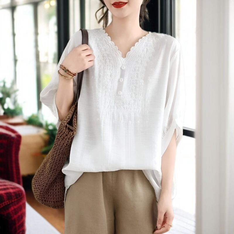 빈티지 루즈핏 여성 브이넥 루즈핏 빅사이즈 빈티지 여성 여름 상의