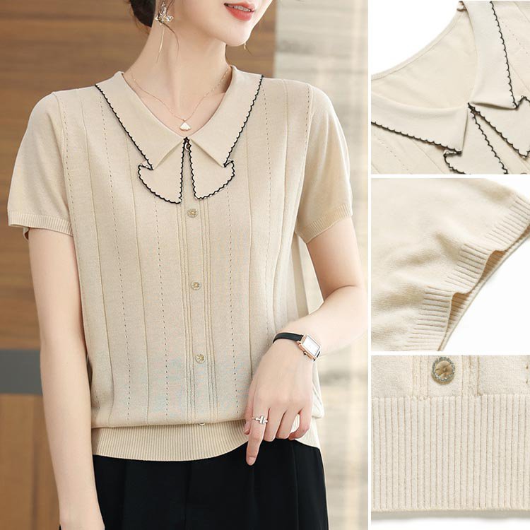 젋어 보인 아이스 니트 반소매 