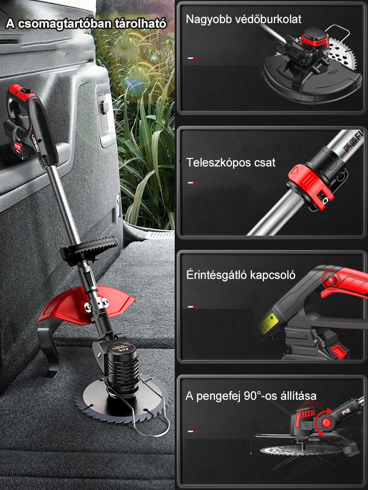 Könnyű lítium akkumulátoros kerti fűnyíró