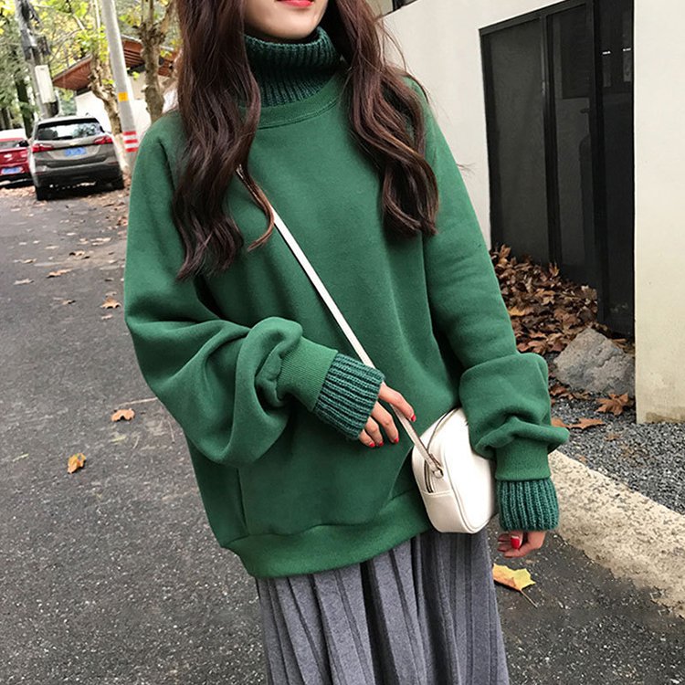 【タートルネックパーカー】2点目無料 保温&柔らかさ&裏起毛