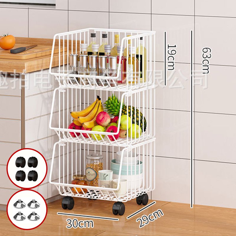 ホワイト（3段・30cm）キャスター付き