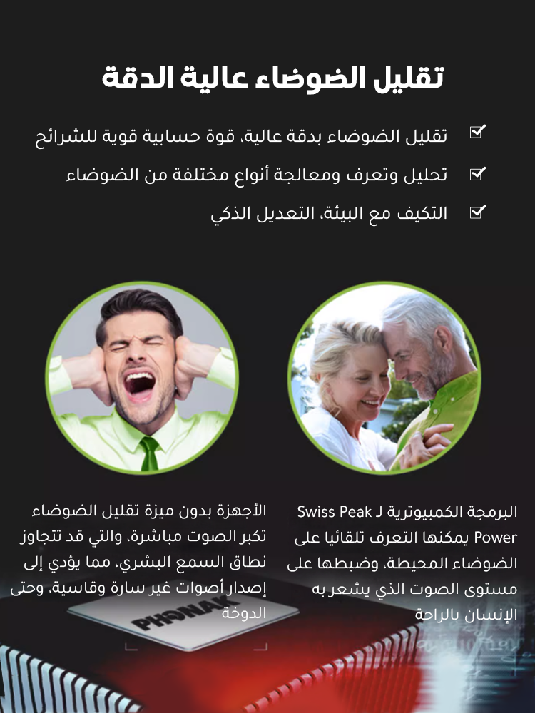 جهاز المساعدة على السمع بتكبير الصوت مزدوج للحد من الضوضاء