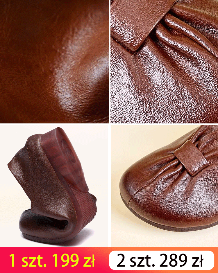 Skórzane buty na niskim obcasie z miękką podeszwą