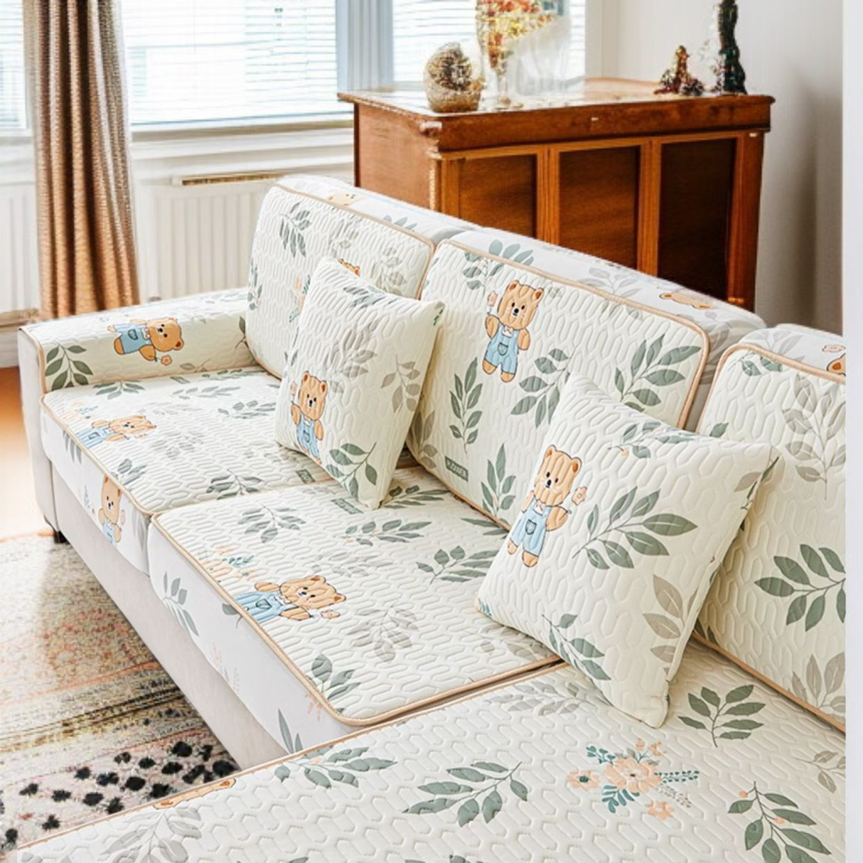 通気性抜群のラテックス生地を使用したソファカバー