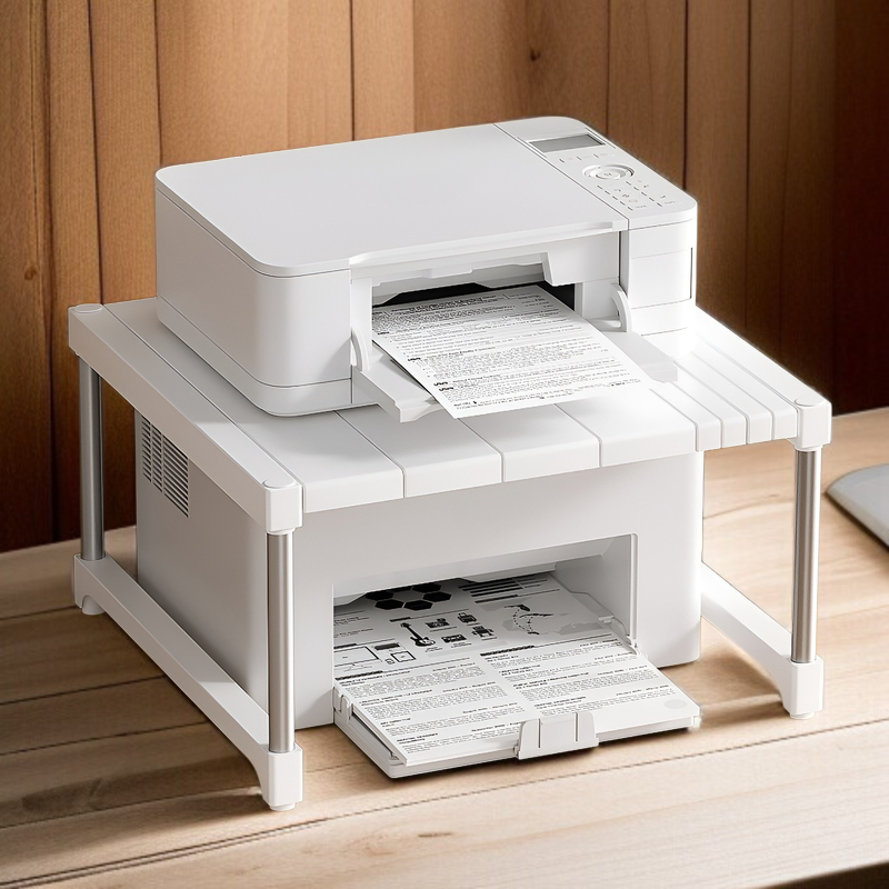 プリンターラック デスクトップ格納式の省スペース収納