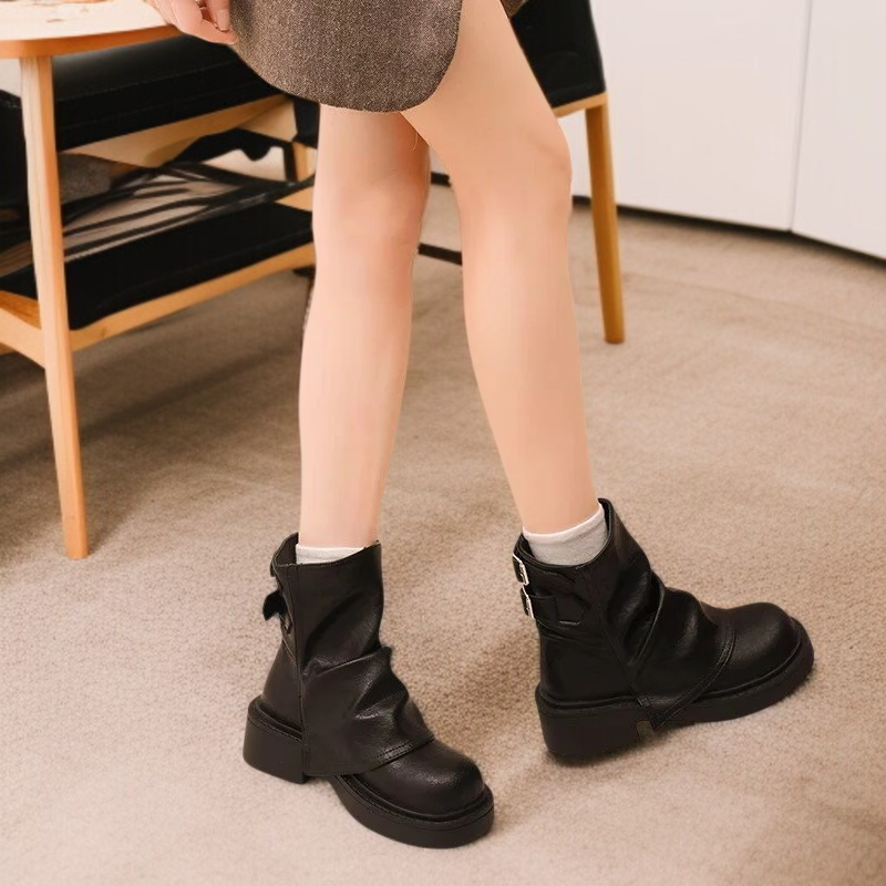가을 겨울 슬림부츠 패션 앵클부츠 통굽 미들 워커 러버 슬림부츠