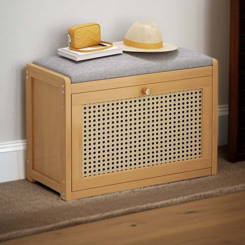 Home door bench for sitting and organizing shoes