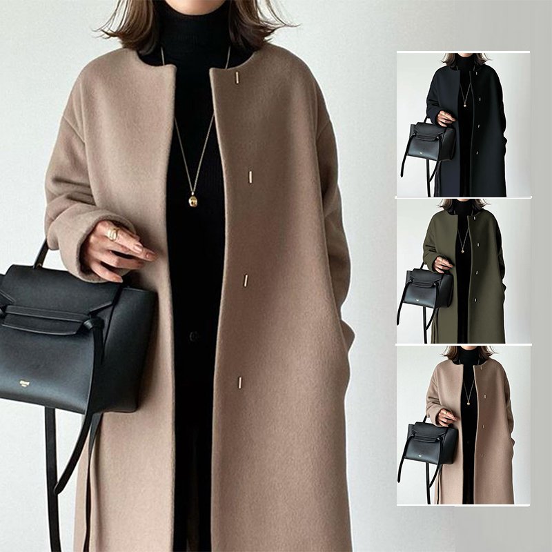 メタルボタン付きシンプルチェスターコート