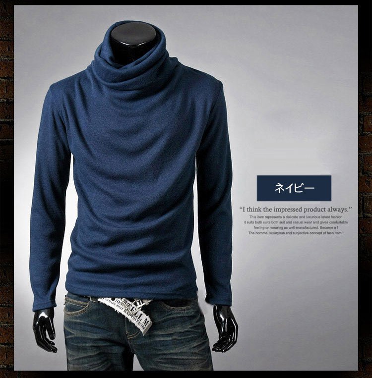 流行カラーの2023メンズタートルネックニット