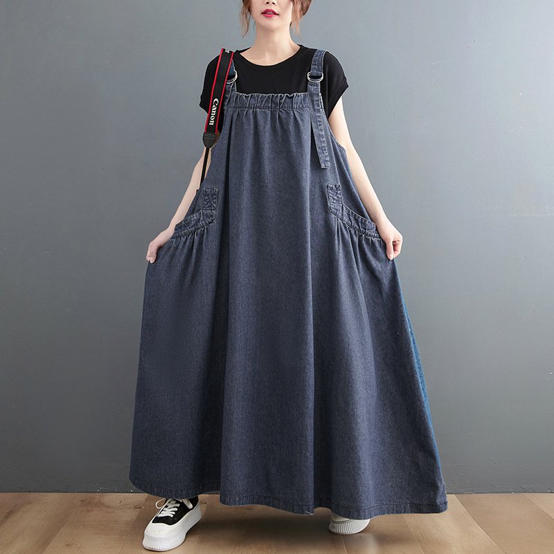 春夏用着痩せ効果のあるデニムワンピース