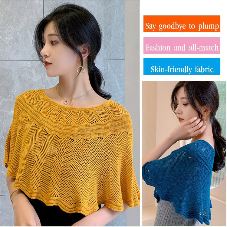 Ice Silk Knitted Hollow Shawl spring and autumn wear， sun protection sleeves, thin neck protection,