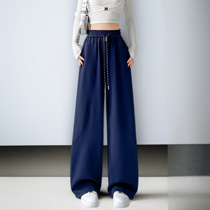 안소 와이드 와이드 팬츠 일자 하이웨스트 트레이닝 팬츠 여 캐주얼 맨투맨 레드 스트링 팬츠
