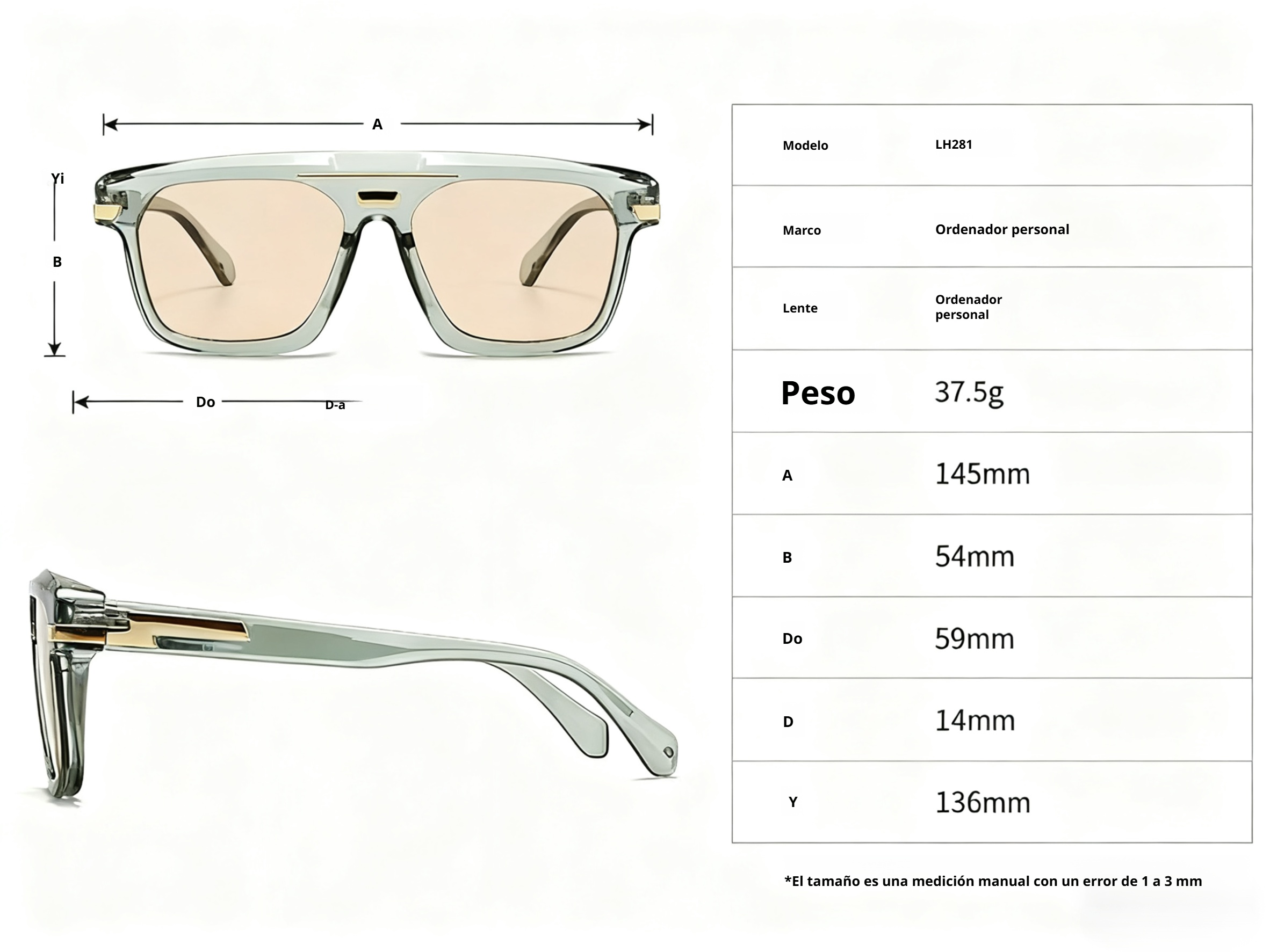 Diseño exclusivo de gafas elegantes