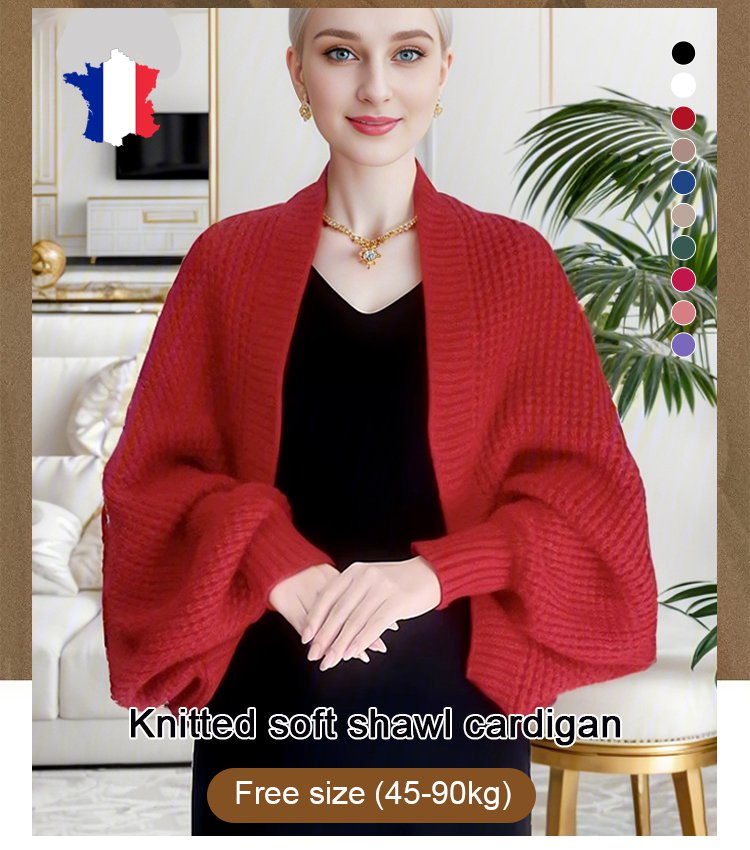 Knitted soft shawl cardigan for women