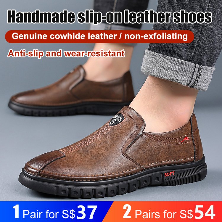 Men's handmade slip-on leather shoes