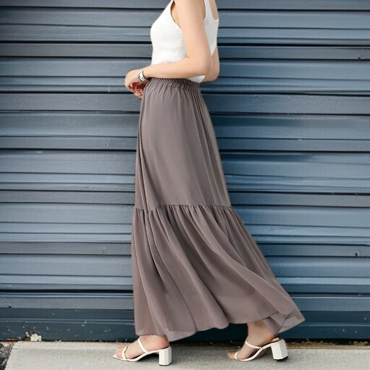 봄여름 하이웨스트 스커트 캐주얼 케이크 스커트 드롭감 큰 A라인 스커트