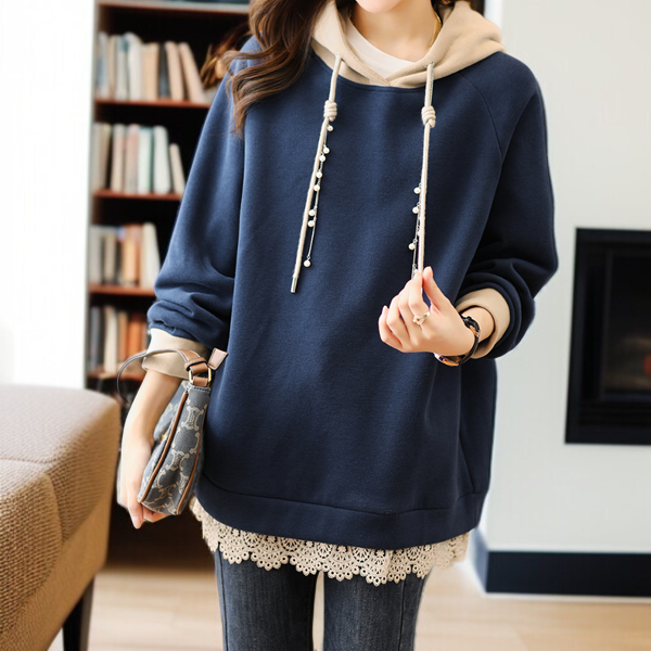 レディース冬用ルーズフィットセーターの着用イメージ