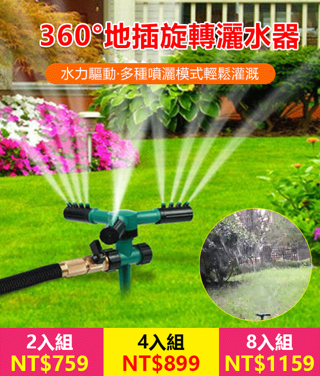 360度地插旋转洒水器