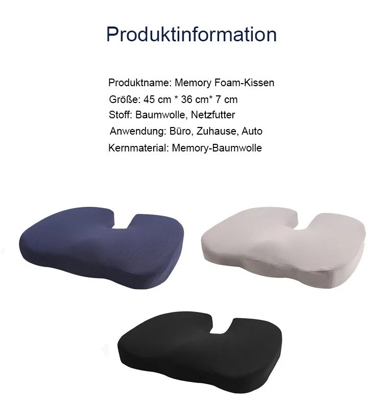 Atmungsaktives, druckentlastendes Sitzkissen für Lendenwirbel und Steißbein