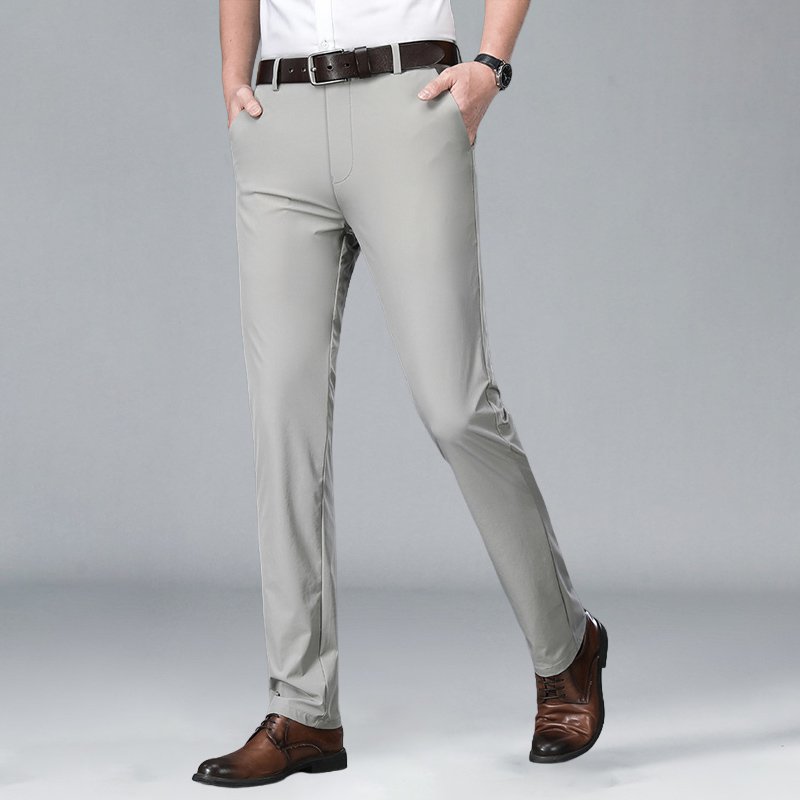 超薄手ハイストレッチジップ付きアイスシルクスラックス