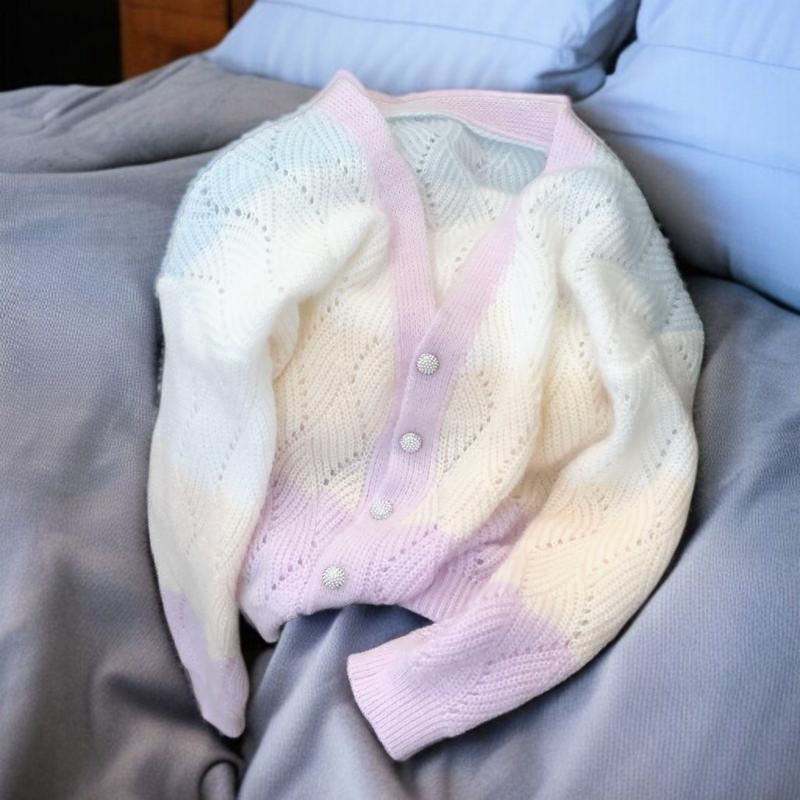 오버핏 슬림 니트 카디건 코트 전체 모습