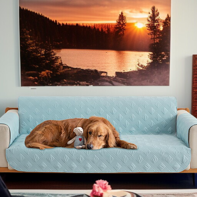 リビングルームに設置されたフルカバーソファカバー