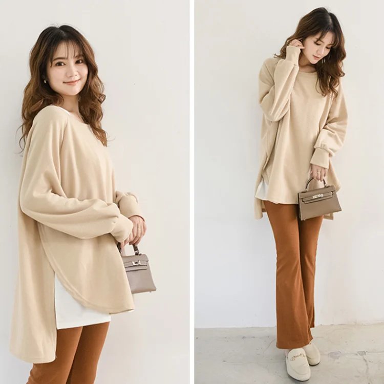 ラウンドネックルーズフィット無地スウェット