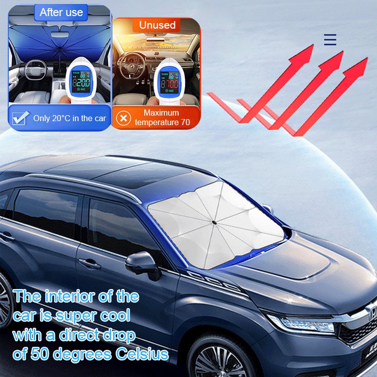  Multifunctional Folding Retractable Car Sunscreen Heat Insulation Umbrella