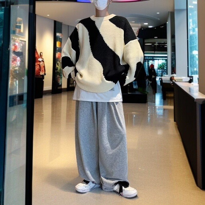 メンズ長袖ニットセーター正面画像