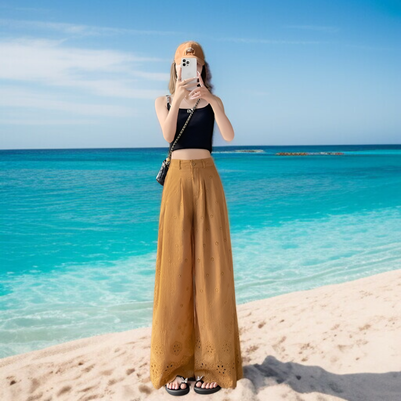 スリムドレープレースパンツの裾部分アップ