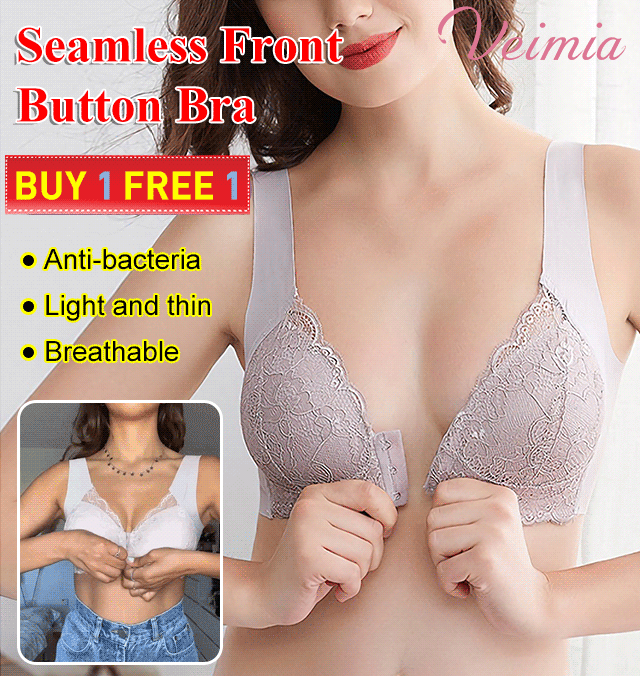 Front closure seamless lace bra