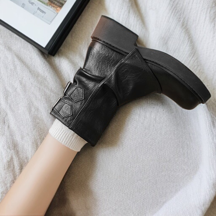 가을 겨울 슬림부츠 패션 앵클부츠 통굽 미들 워커 러버 슬림부츠