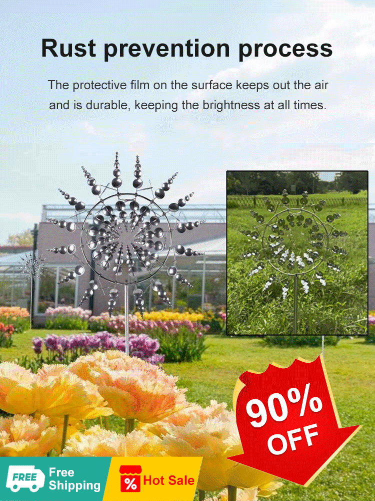 Sculptura de vânt în aer liber, rotativă, cu floarea soarelui