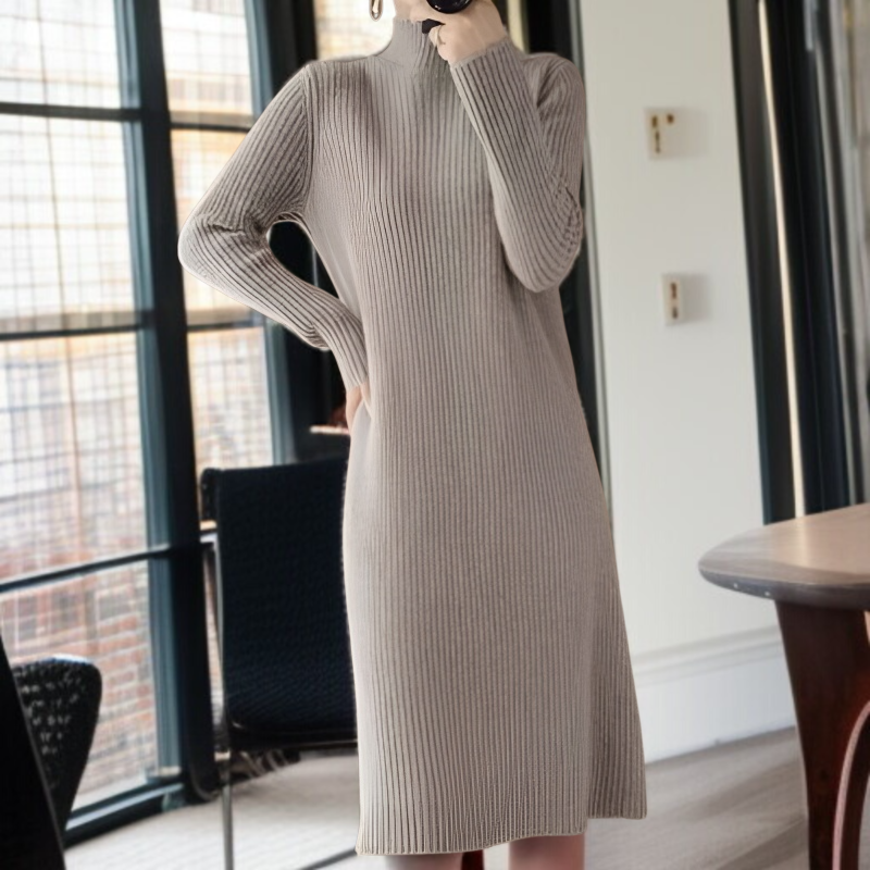 오버 무릎 이너 니트 원피스 가을 겨울 나른한 바람 롱 니트 이너 반폴라 원피스