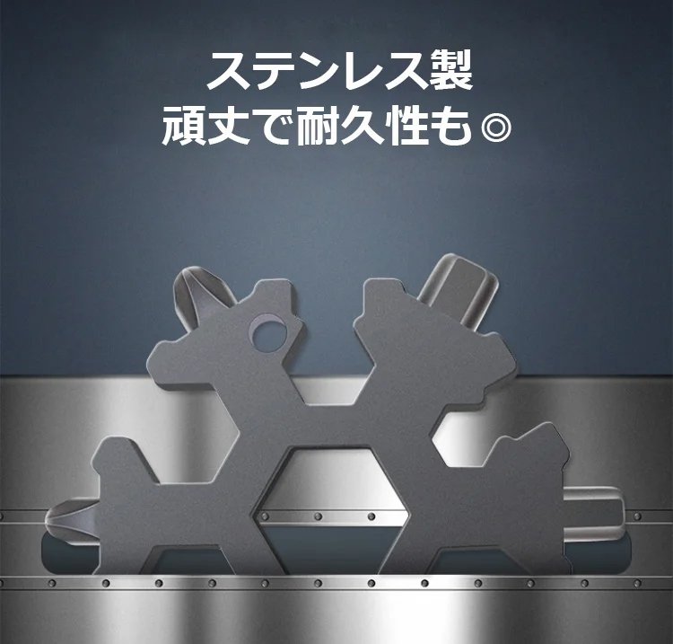 キャンプ用品と並べた雪花型ツール