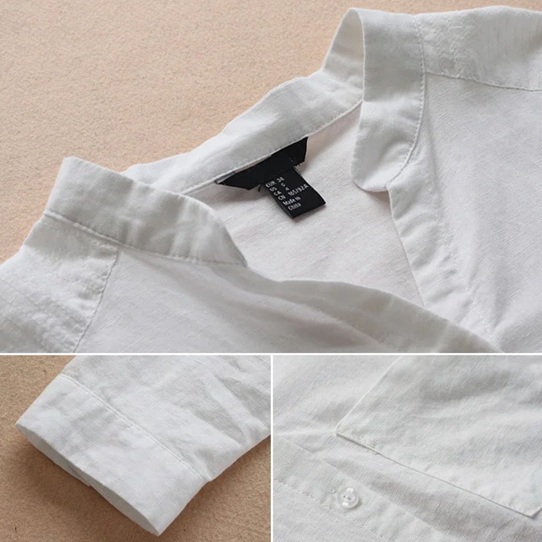 เสื้อเชิ้ตทรงหลวมผ้าฝ้ายลินินแฮนด์เมดสไตล์ญี่ปุ่น