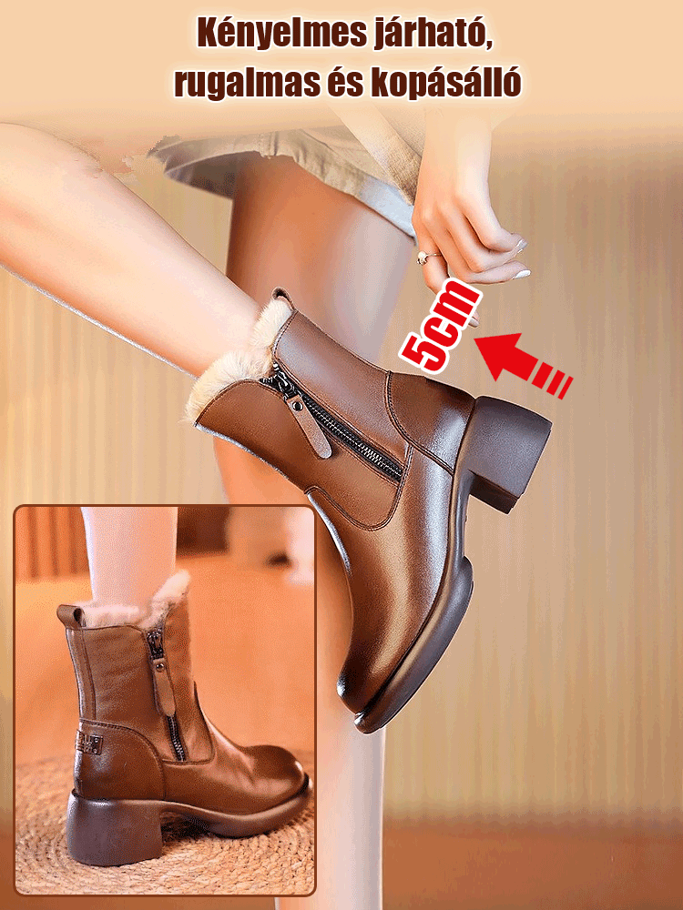 Téli nyúlszőrme meleg oldali cipzáras hócsizma