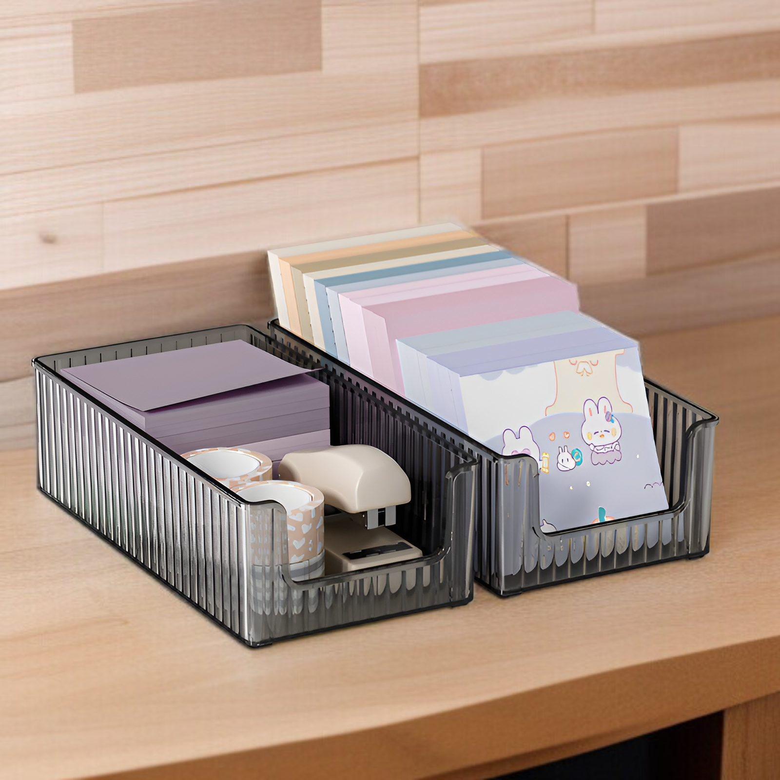 Moderne transparente Schubladenbox für Büroorganisation