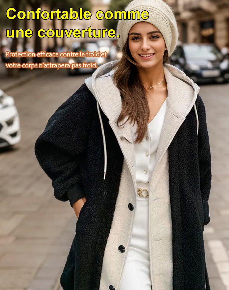 Manteau en laine à capuche