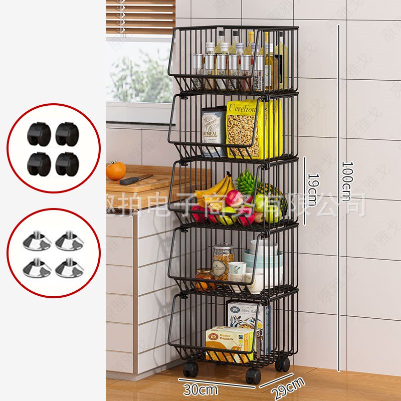 ブラック（5段・30cm）キャスター付き