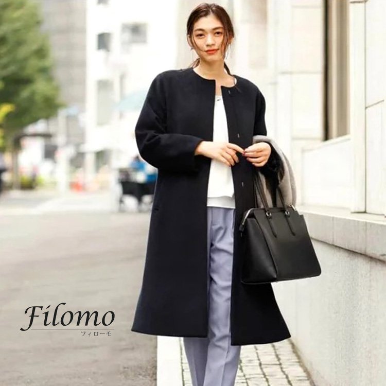 メタルボタン付きシンプルチェスターコート