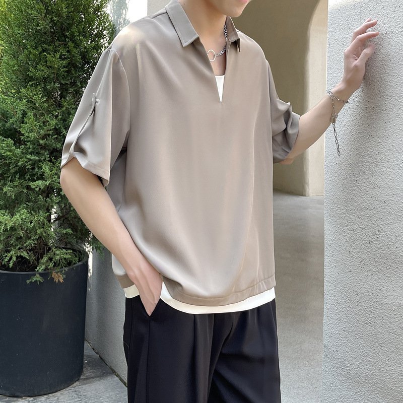 レイヤード風接触冷感半袖ポロシャツ