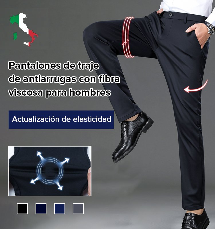 Pantalones de traje de antiarrugas con fibra viscosa para hombres