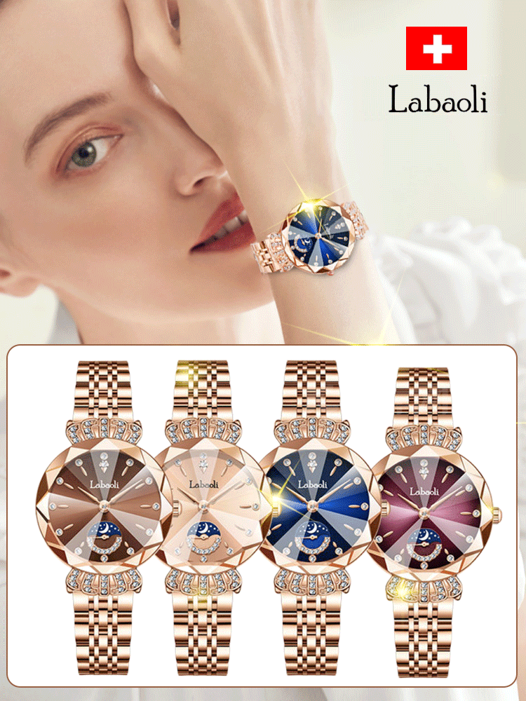 Diamantbesetzte Damenuhr Star and Moon